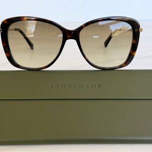 Longchamp Tortoiseshell Frame Sunglasses with Brown Gradient Lenses
